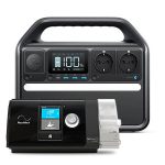 Image of Anker 535 power station behind a black resmed airsense 10 device